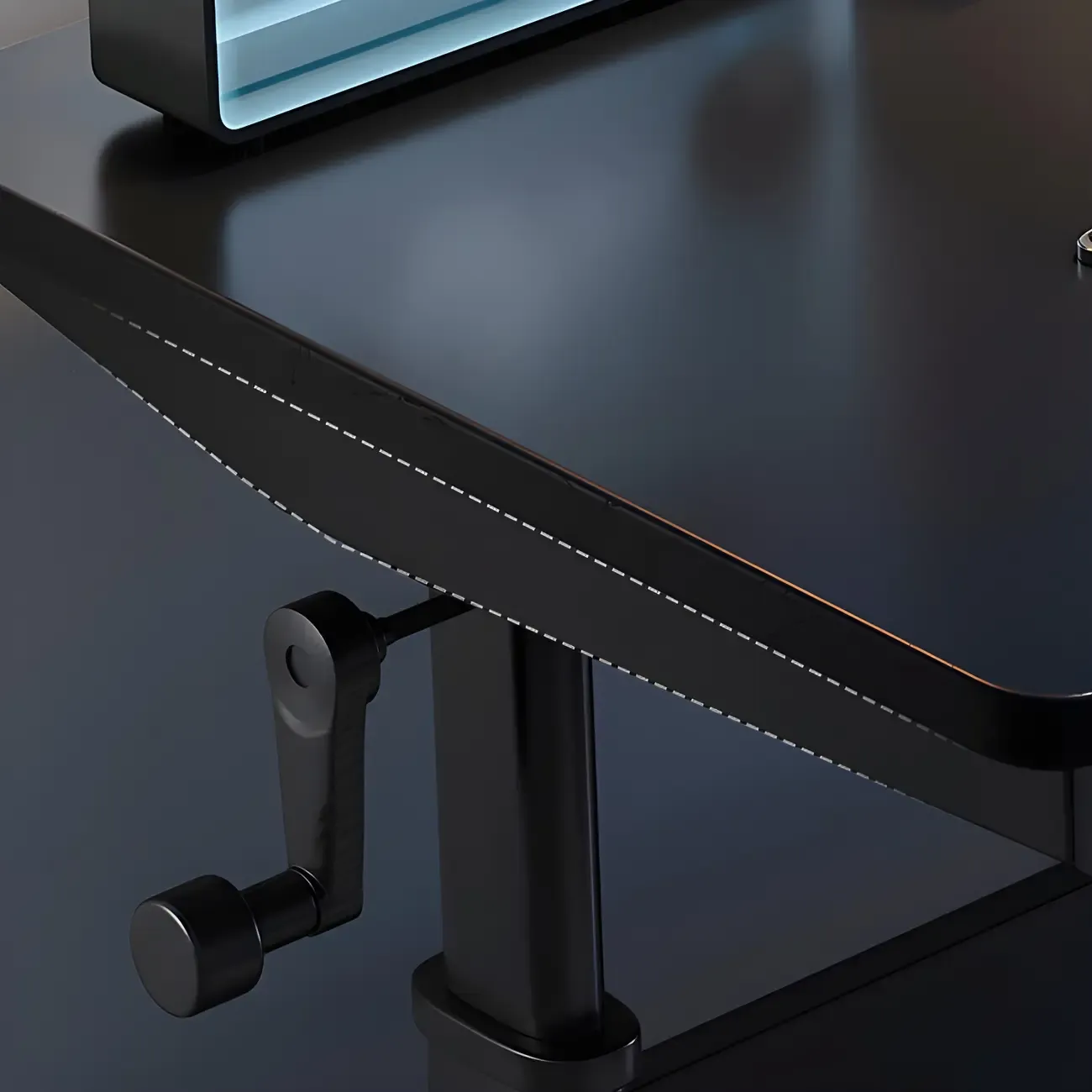 Elegant Wooden T-Shape Adjustable Standing Desk with Storage Image - 14