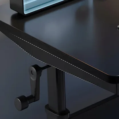 Elegant Wooden T-Shape Adjustable Standing Desk with Storage Image - 14