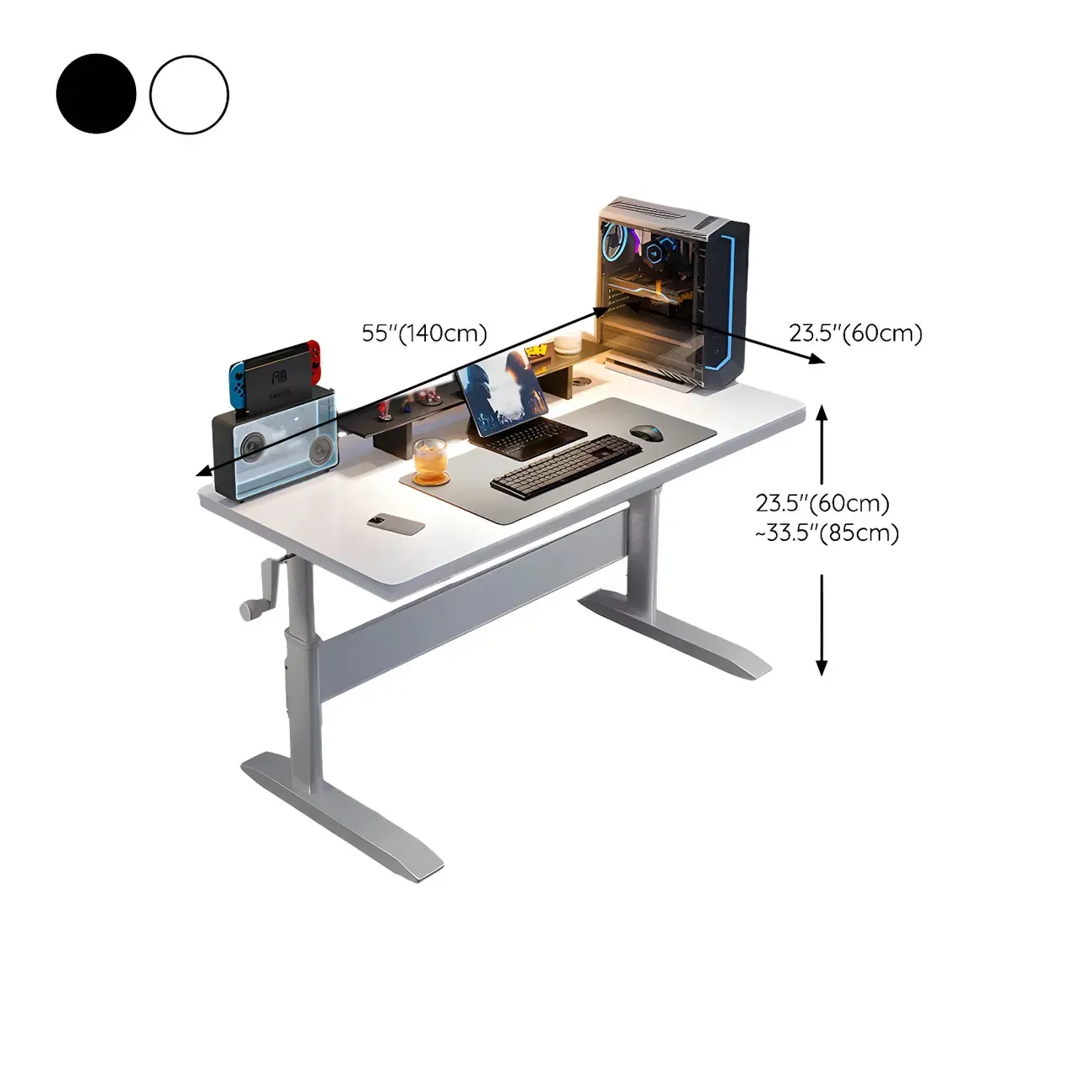 Elegant Wooden T-Shape Adjustable Standing Desk with Storage Image - 19