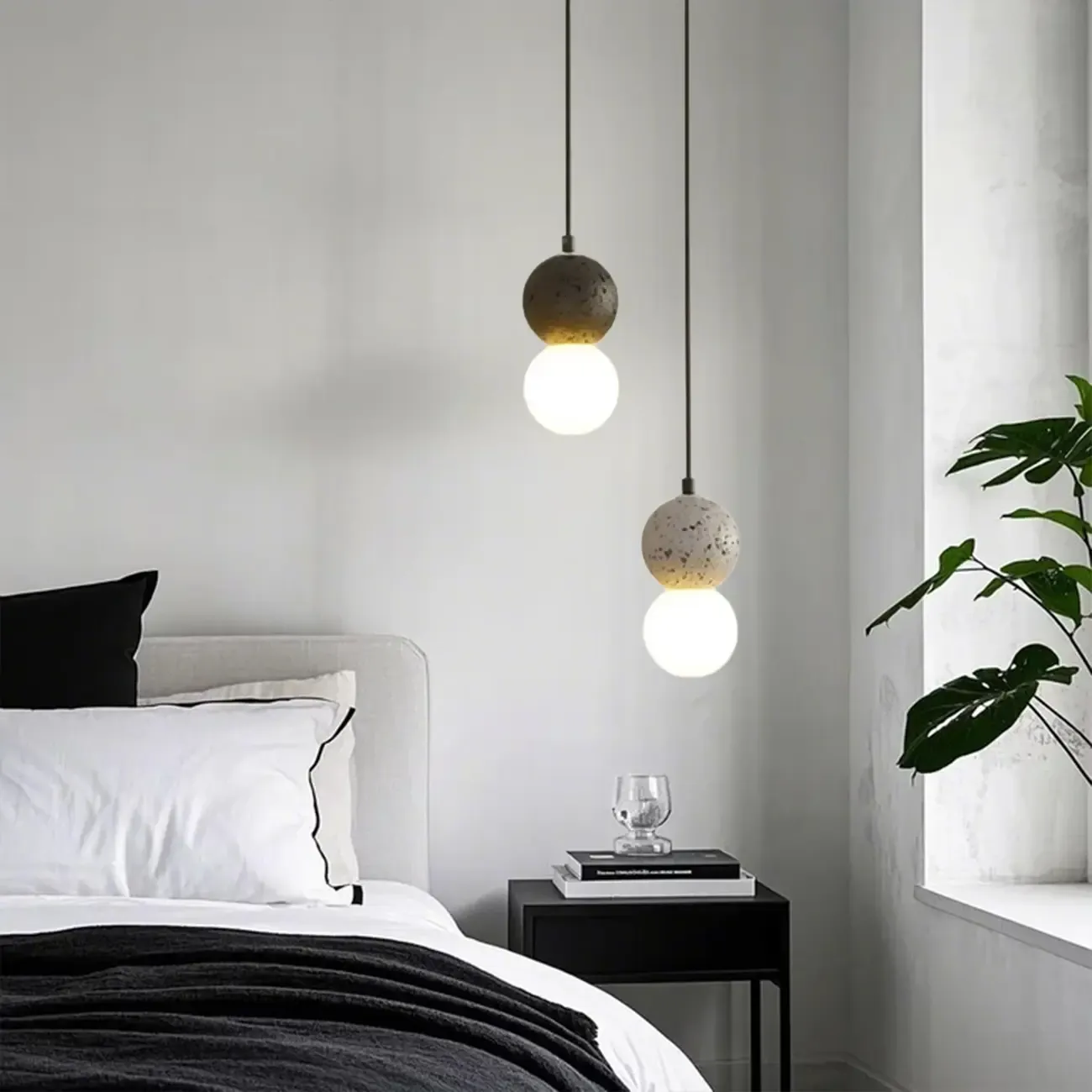 Contemporary Milky Glass Pendant Light with Beaded Detail for Home Decor. Image - 1
