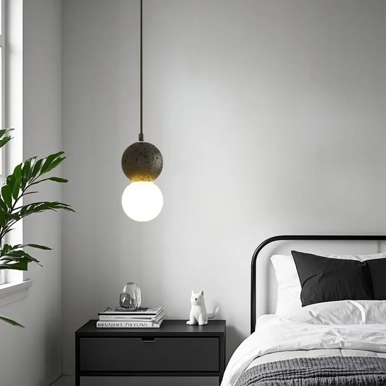 Contemporary Milky Glass Pendant Light with Beaded Detail for Home Decor. Image - 2