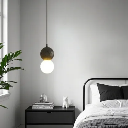 Contemporary Milky Glass Pendant Light with Beaded Detail for Home Decor. Image - 2