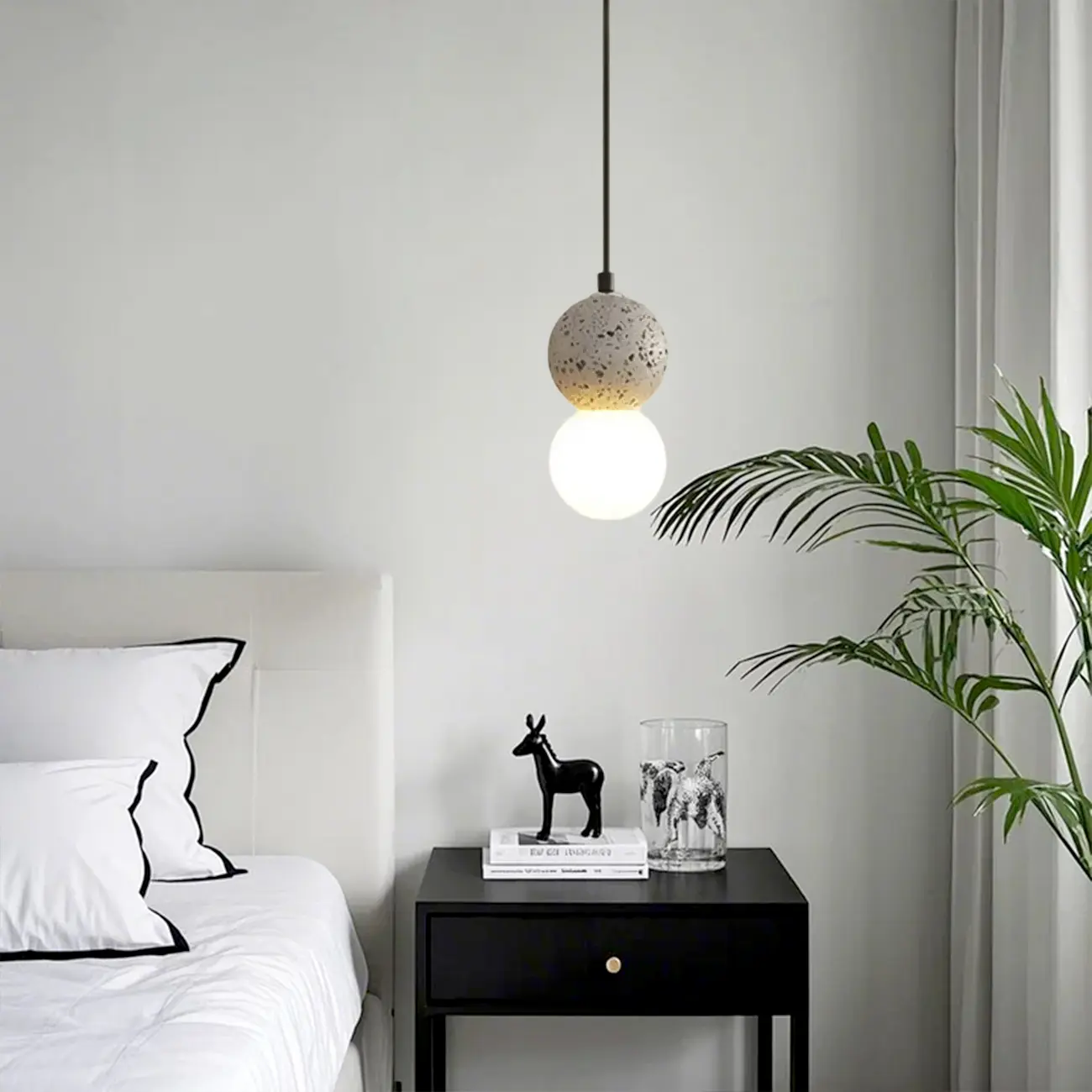 Contemporary Milky Glass Pendant Light with Beaded Detail for Home Decor. Image - 3 | homeyfad