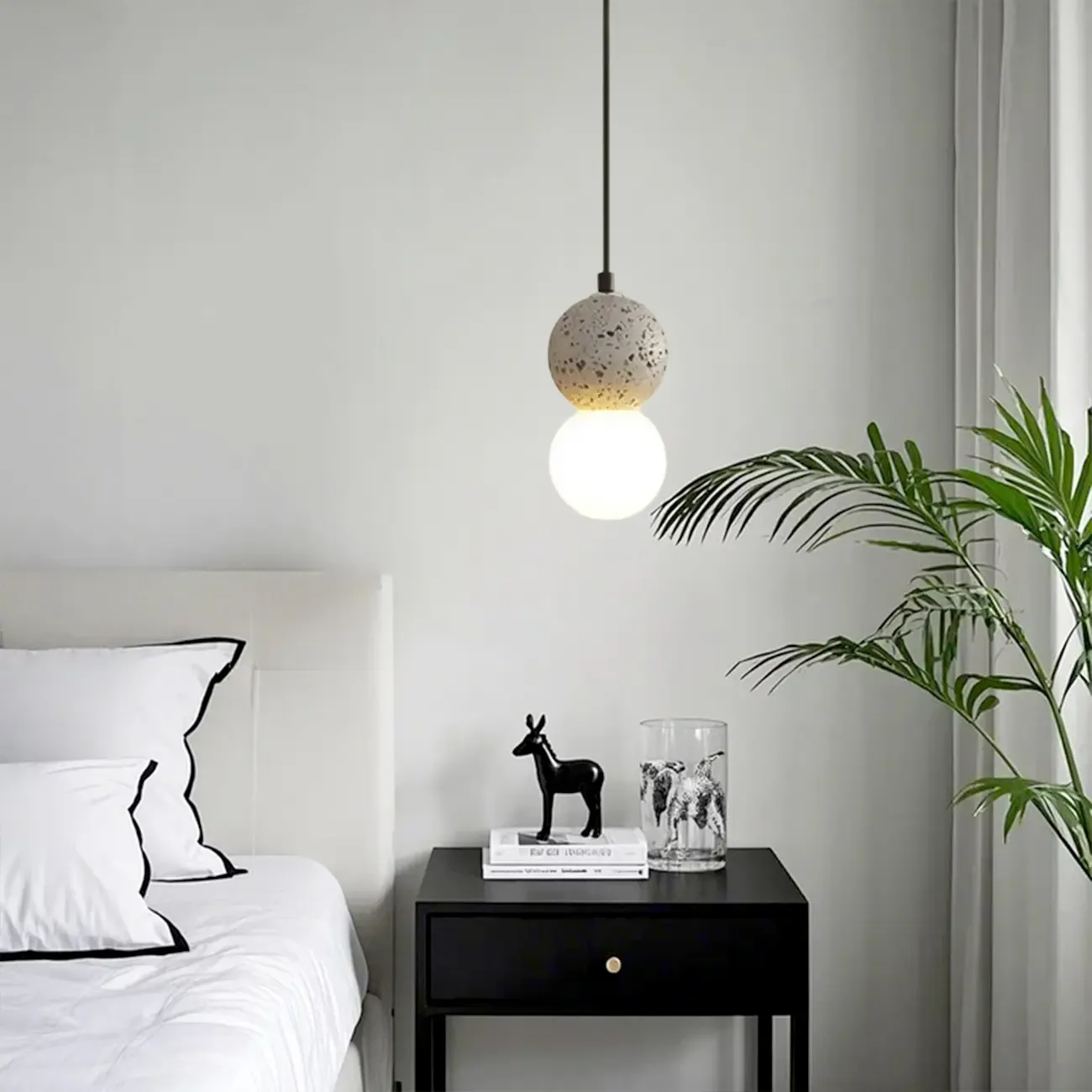 Contemporary Milky Glass Pendant Light with Beaded Detail for Home Decor. Image - 3