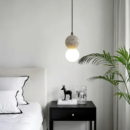 Contemporary Milky Glass Pendant Light with Beaded Detail for Home Decor. Image - 3