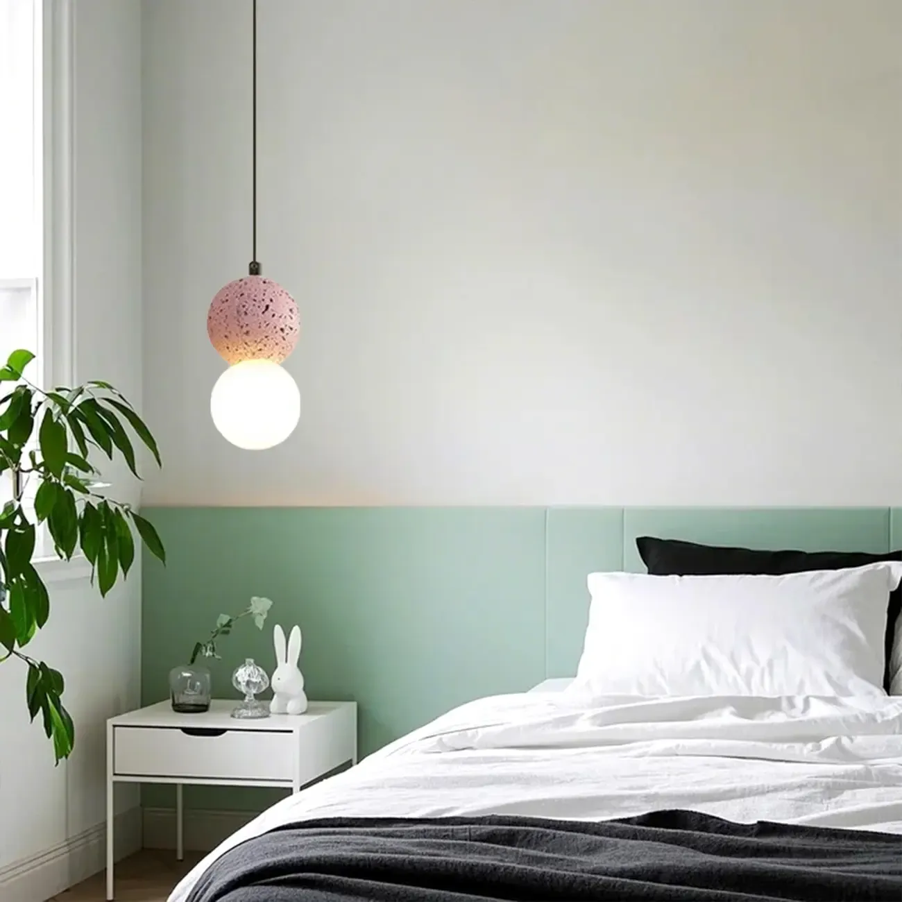 Contemporary Milky Glass Pendant Light with Beaded Detail for Home Decor. Image - 4