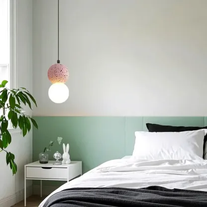 Contemporary Milky Glass Pendant Light with Beaded Detail for Home Decor. Image - 4