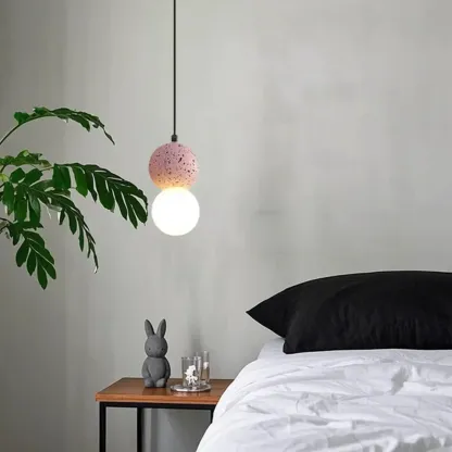 Contemporary Milky Glass Pendant Light with Beaded Detail for Home Decor. Image - 5