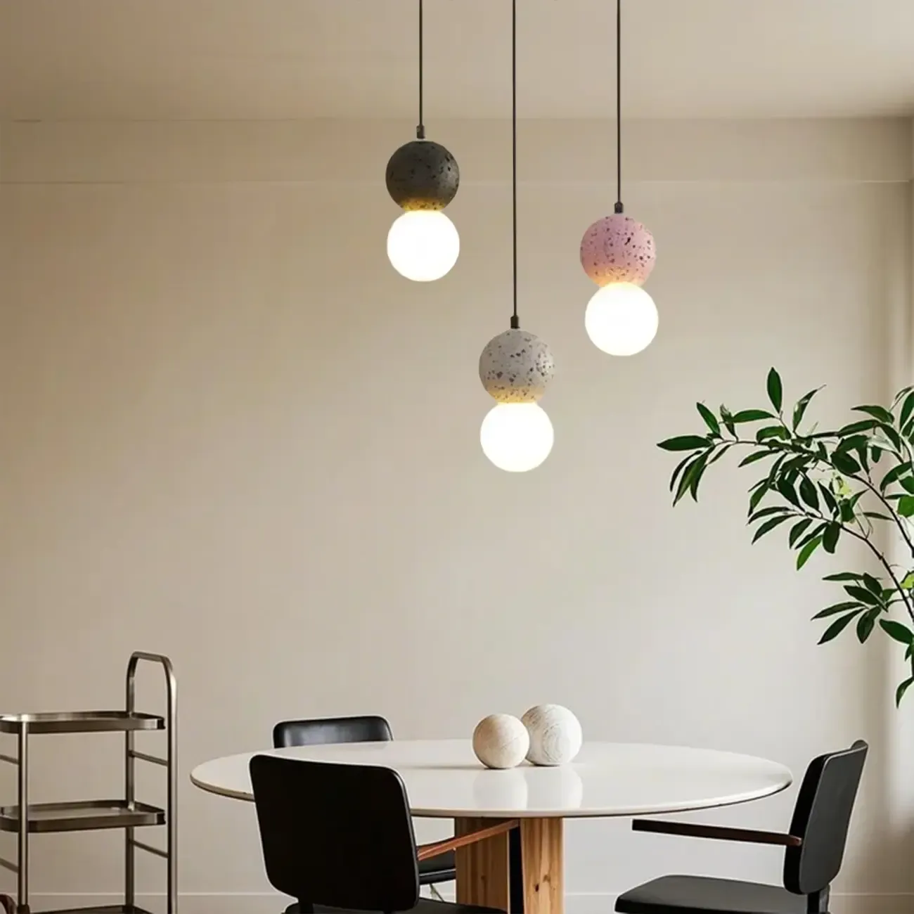 Contemporary Milky Glass Pendant Light with Beaded Detail for Home Decor. Image - 6