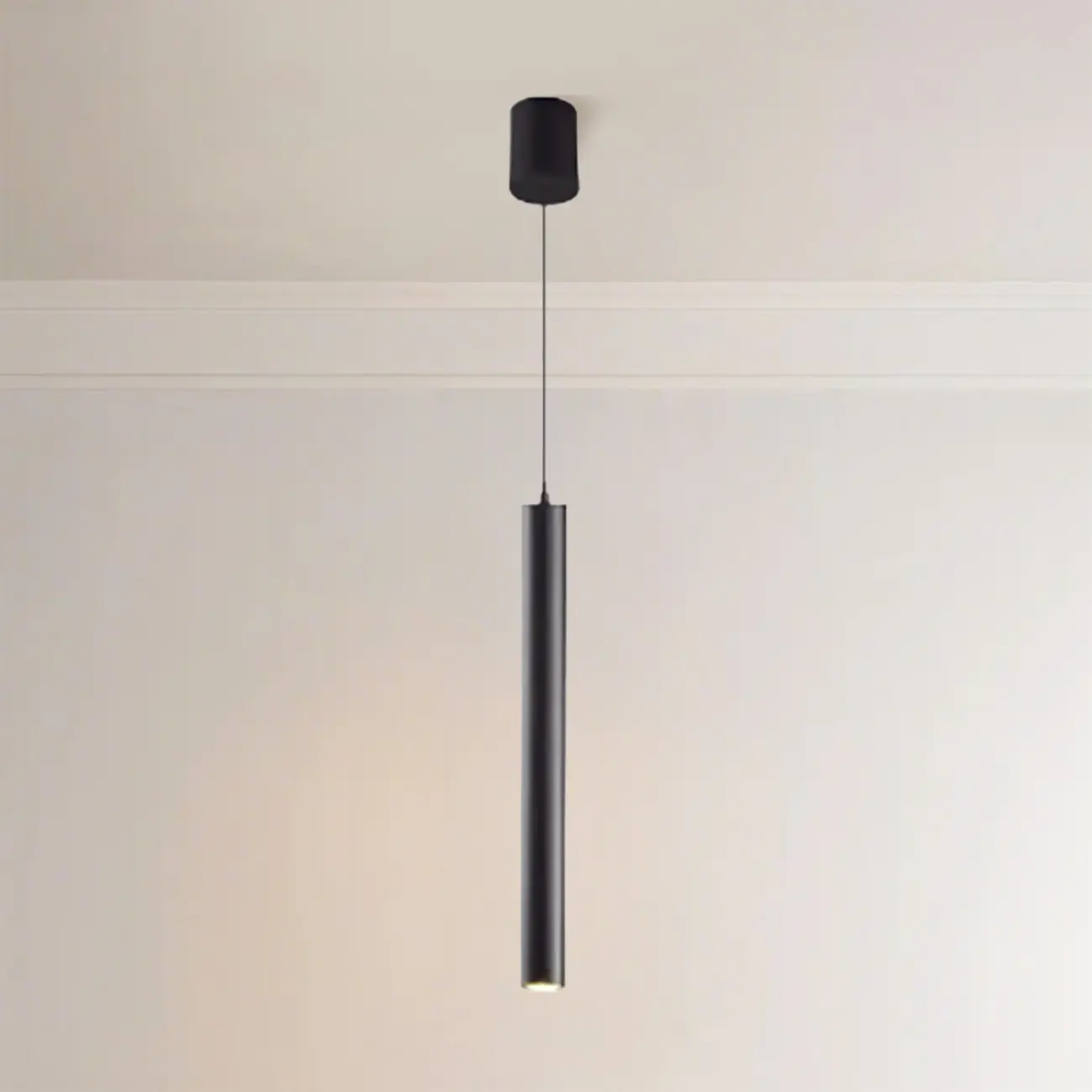 Sleek Long Tube Black Aluminum Pendant Light for Bedside Image - 13 | homeyfad