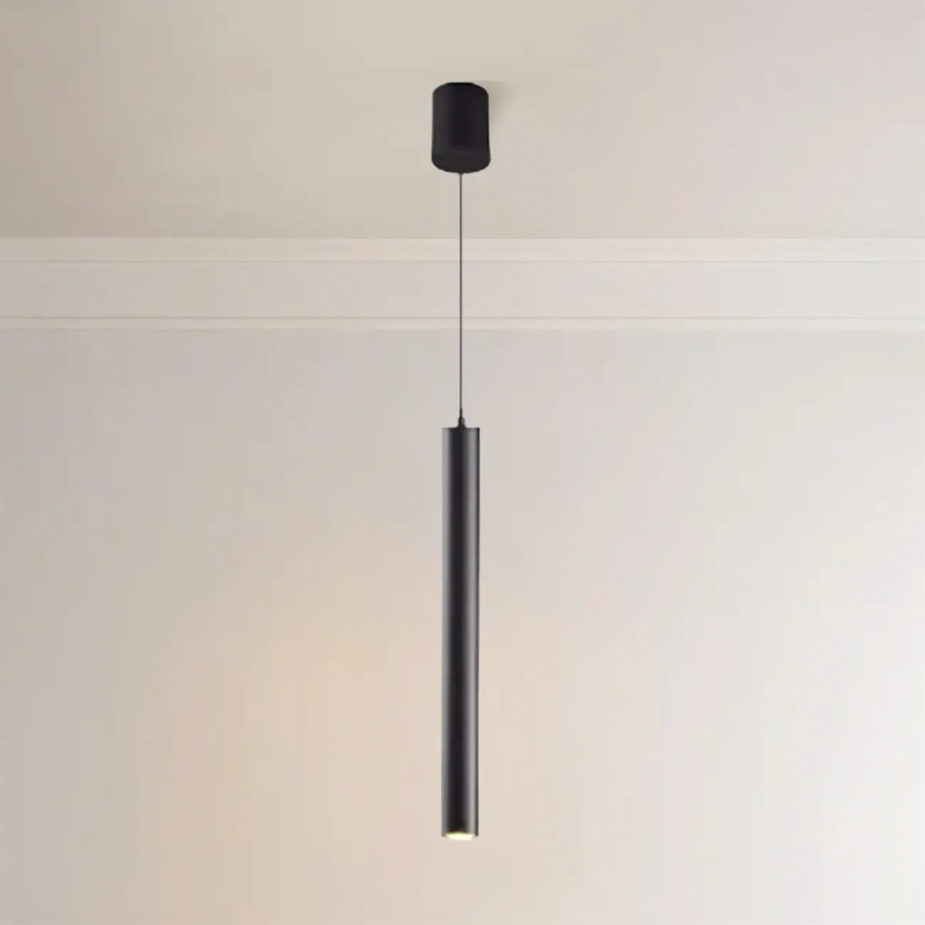 Sleek Long Tube Black Aluminum Pendant Light for Bedside Image - 13