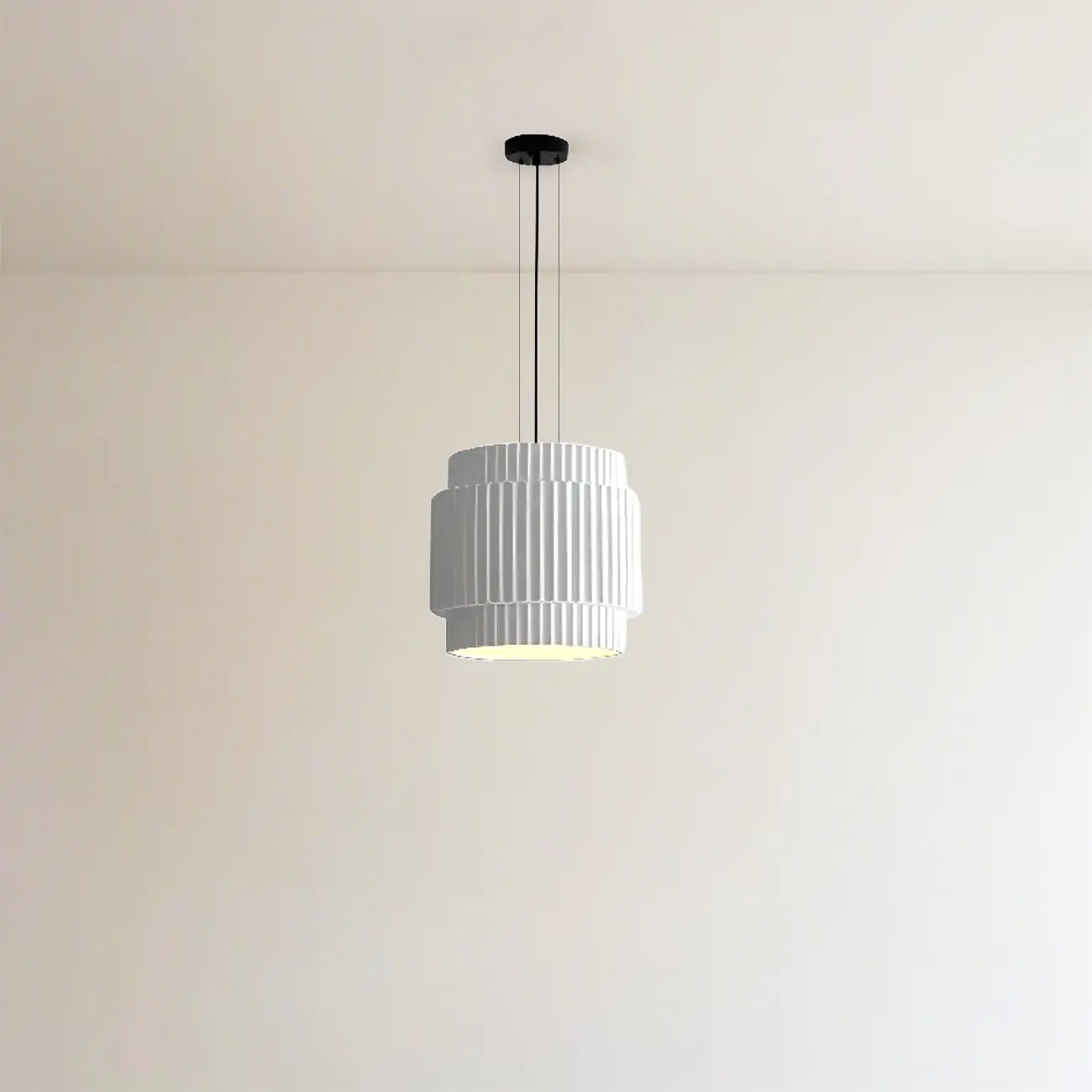 Modern White Stripe Cylinder Resin Pendant Light for Living Room Image - 12 | homeyfad
