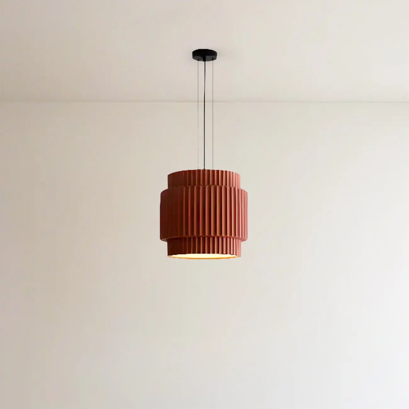 Modern White Stripe Cylinder Resin Pendant Light for Living Room Image - 13 | homeyfad