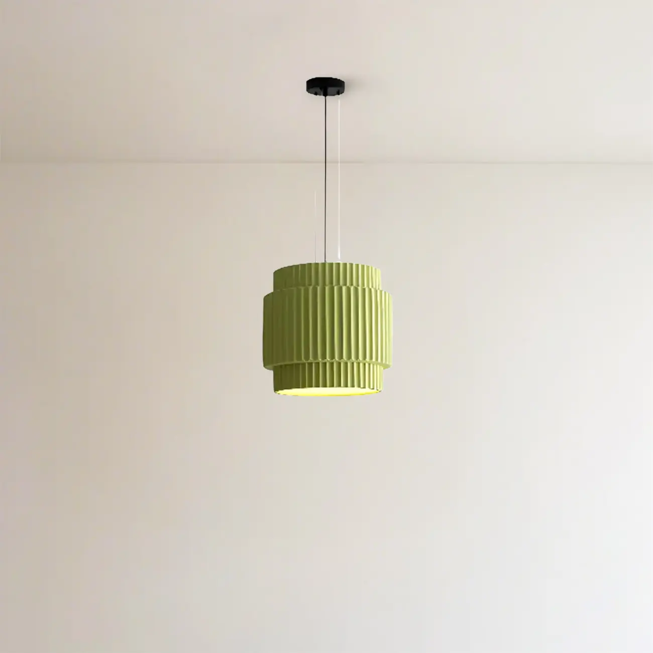 Modern White Stripe Cylinder Resin Pendant Light for Living Room Image - 14 | homeyfad