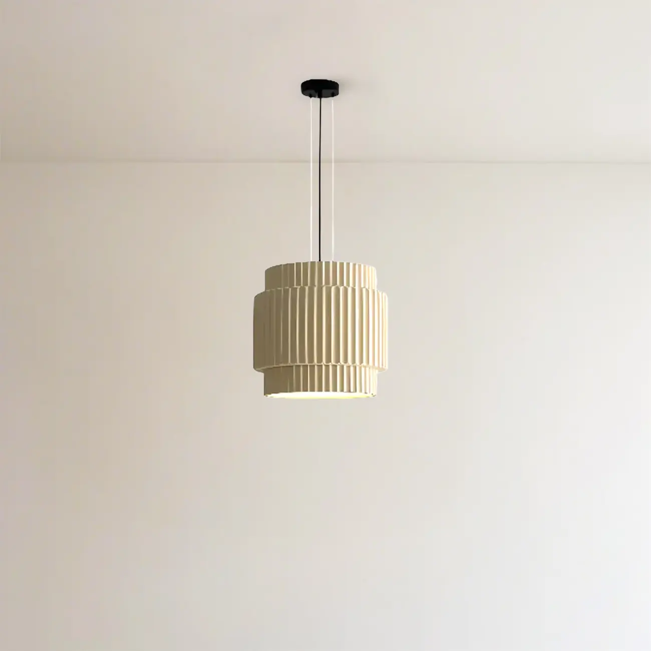Modern White Stripe Cylinder Resin Pendant Light for Living Room Image - 15 | homeyfad