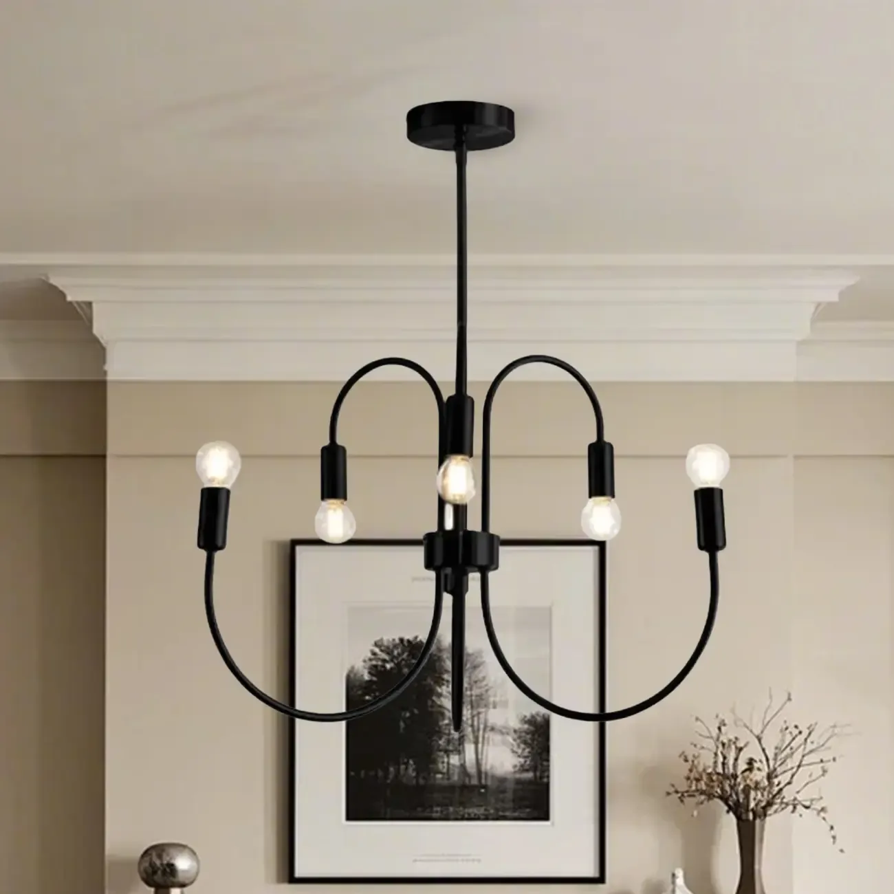 2 Tiers Industrial Black Iron Chandelier for Modern Interiors Image - 11