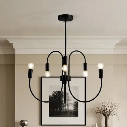 2 Tiers Industrial Black Iron Chandelier for Modern Interiors Image - 11