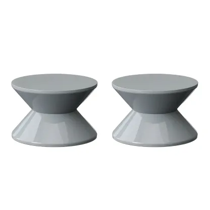 Modern  Orange Bedside Table Round Acrylic Nightstand Image - 16