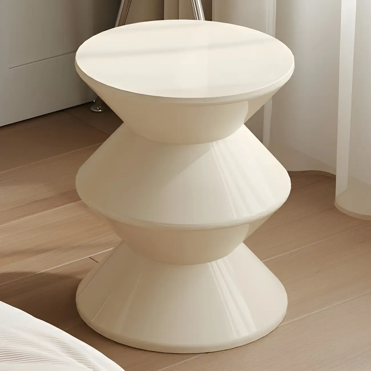 Modern  Orange Bedside Table Round Acrylic Nightstand Image - 4