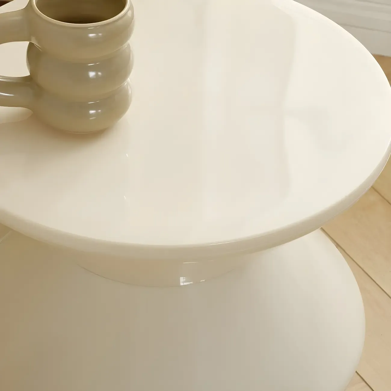 Modern  Orange Bedside Table Round Acrylic Nightstand Image - 5