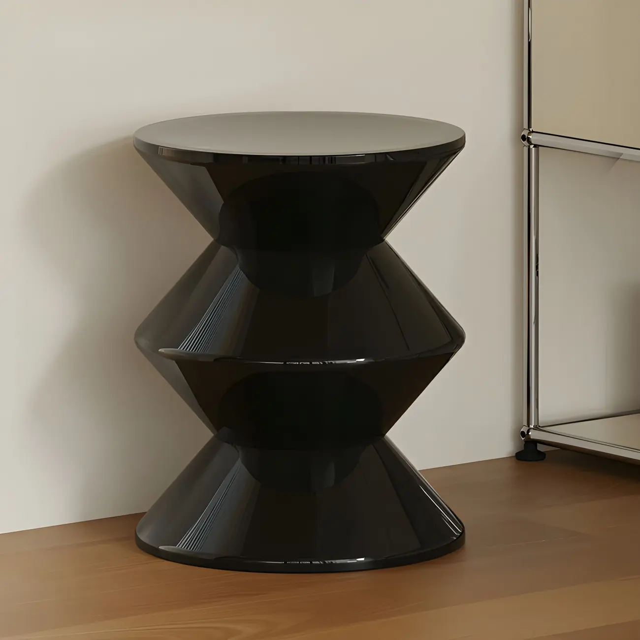 Modern  Orange Bedside Table Round Acrylic Nightstand Image - 6 | homeyfad