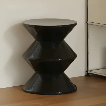 Modern  Orange Bedside Table Round Acrylic Nightstand Image - 6