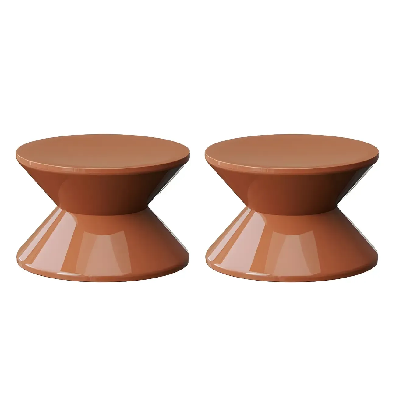 Modern  Orange Bedside Table Round Acrylic Nightstand Image - 17