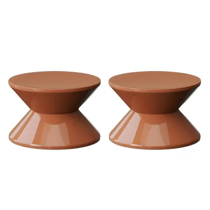 Modern  Orange Bedside Table Round Acrylic Nightstand Image - 17