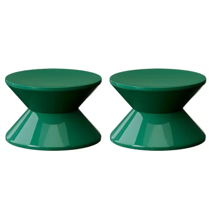 Modern  Orange Bedside Table Round Acrylic Nightstand Image - 15