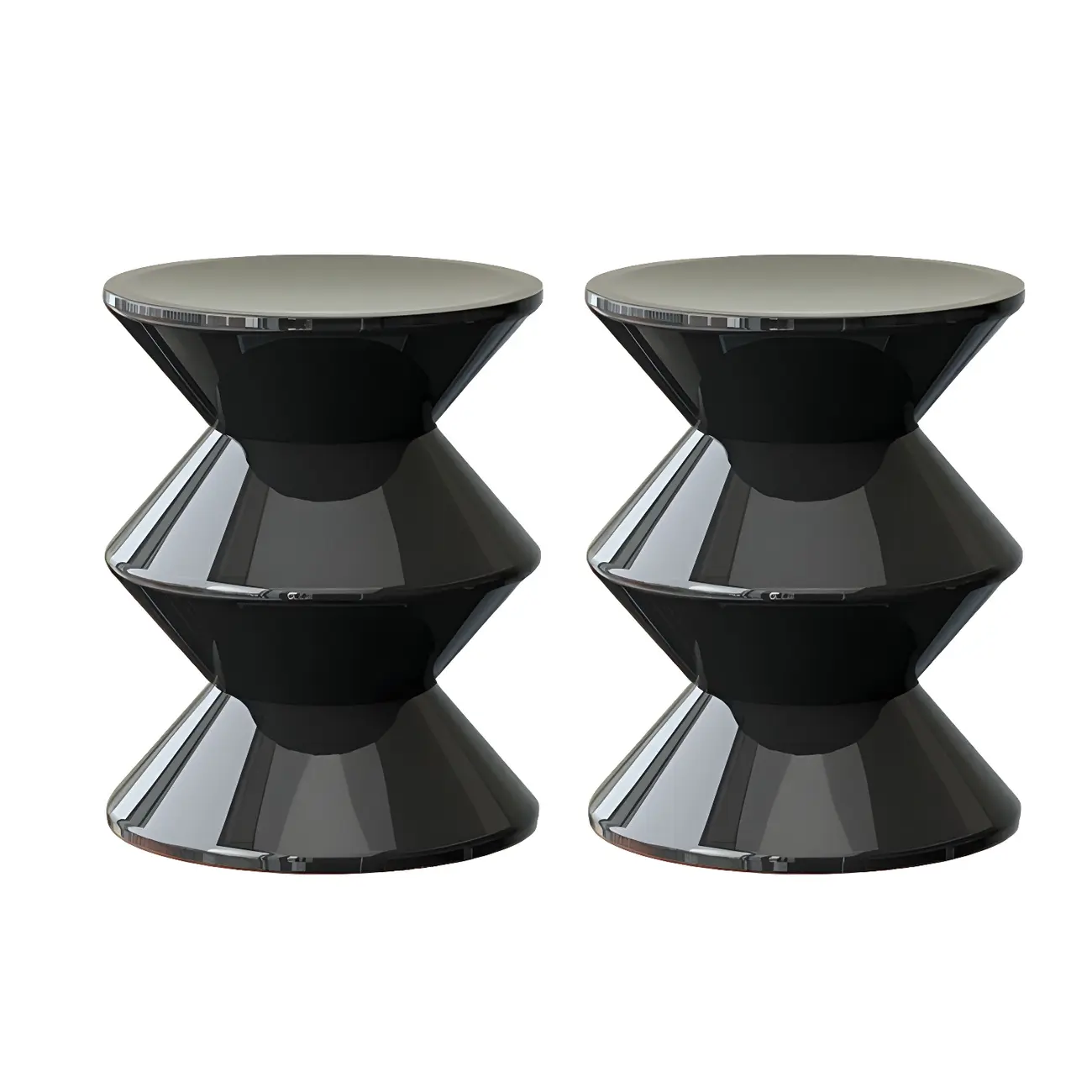 Modern  Orange Bedside Table Round Acrylic Nightstand Image - 30 | homeyfad