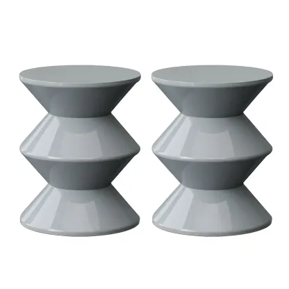 Modern  Orange Bedside Table Round Acrylic Nightstand Image - 28