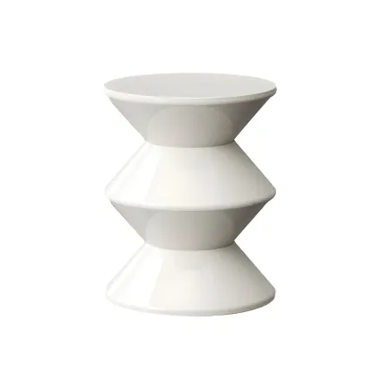 Modern  Orange Bedside Table Round Acrylic Nightstand Image - 19