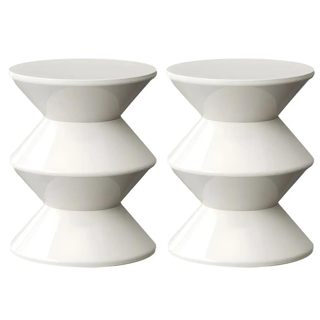 Modern  Orange Bedside Table Round Acrylic Nightstand Image - 25