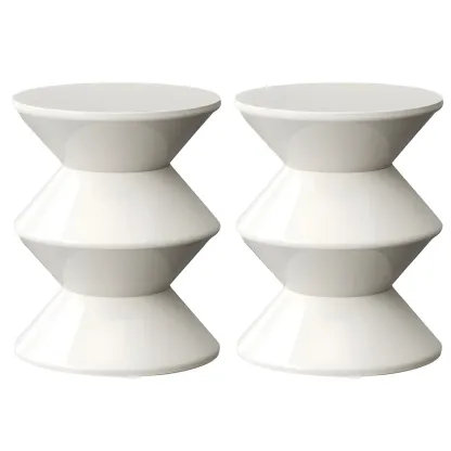 Modern  Orange Bedside Table Round Acrylic Nightstand Image - 25