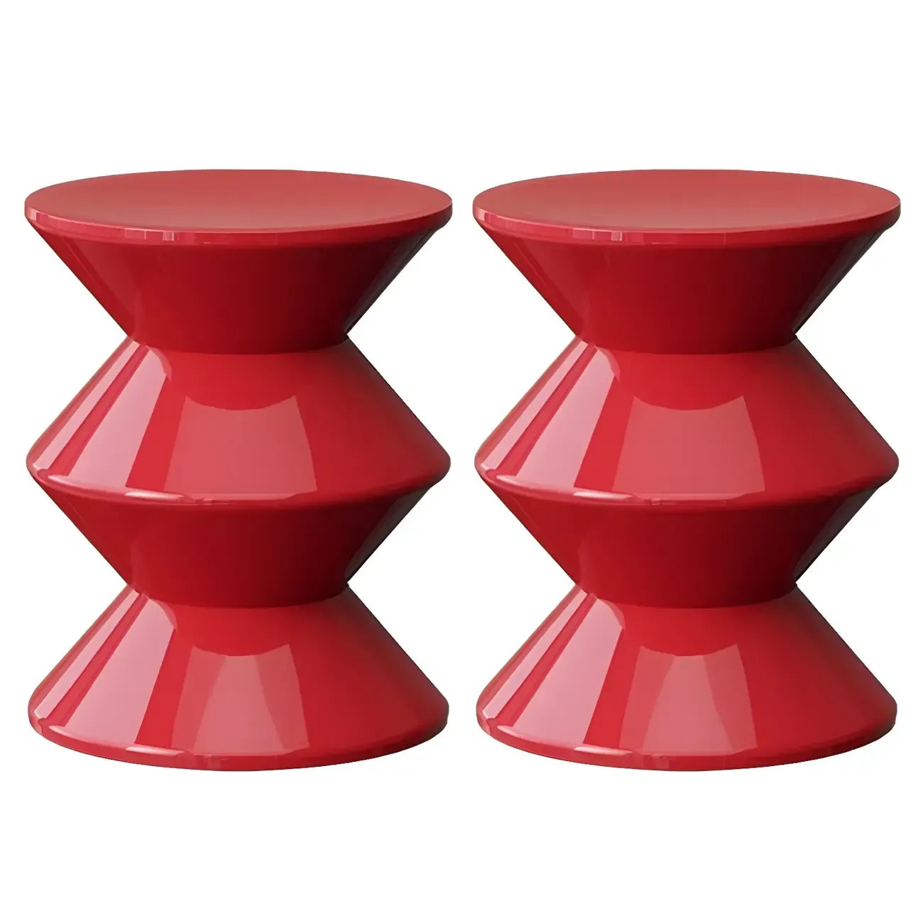 Modern  Orange Bedside Table Round Acrylic Nightstand Image - 26