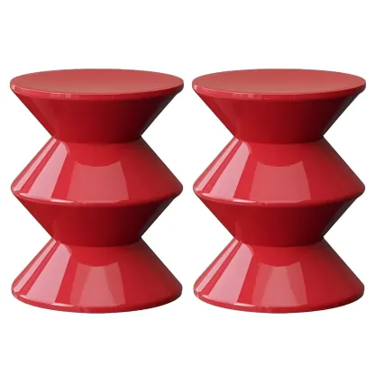 Modern  Orange Bedside Table Round Acrylic Nightstand Image - 26