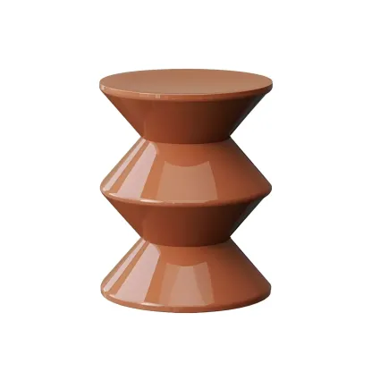 Modern  Orange Bedside Table Round Acrylic Nightstand Image - 23