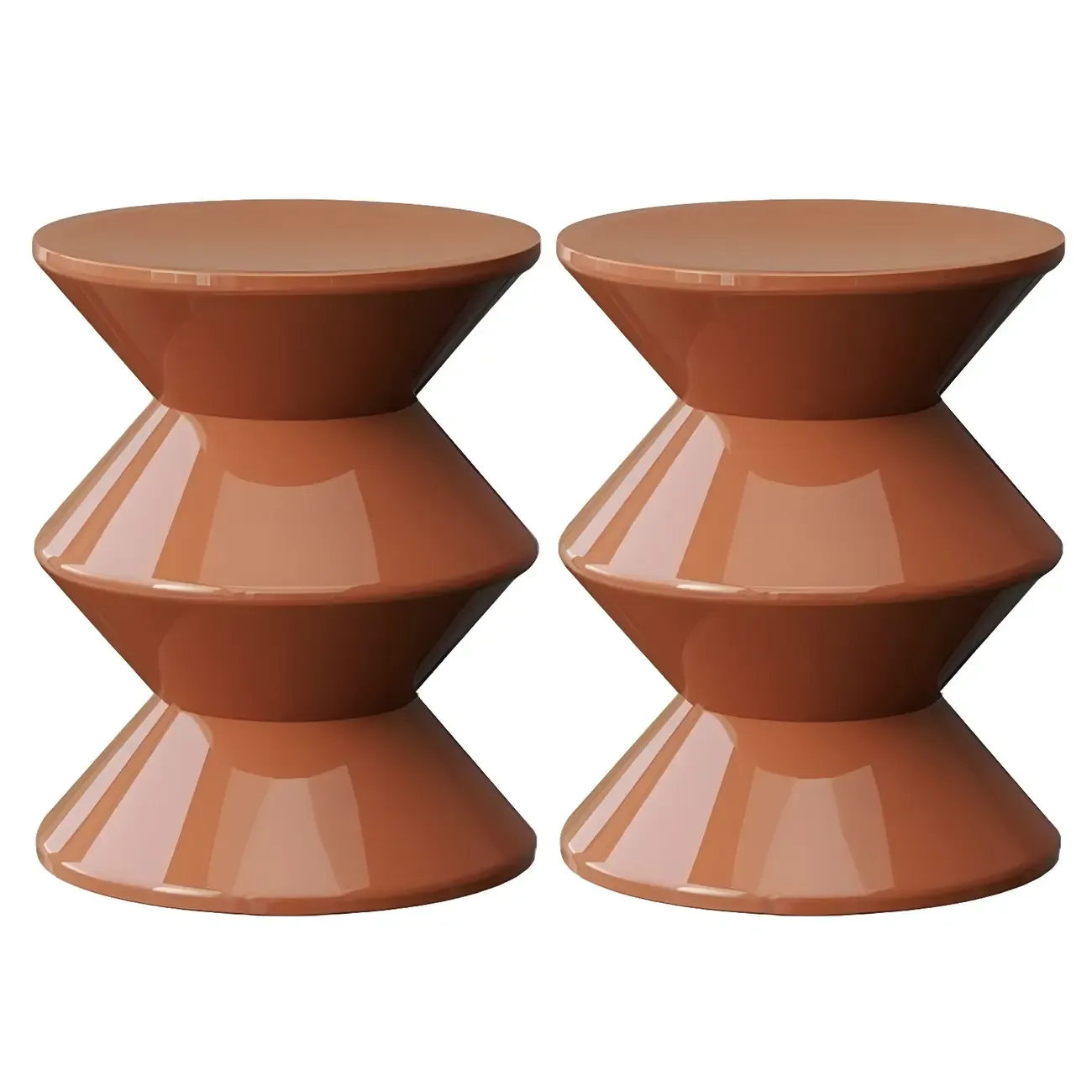 Modern  Orange Bedside Table Round Acrylic Nightstand Image - 29