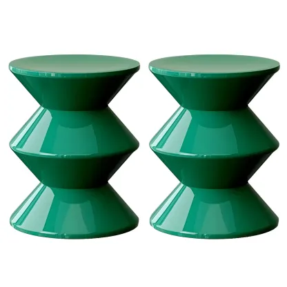 Modern  Orange Bedside Table Round Acrylic Nightstand Image - 27