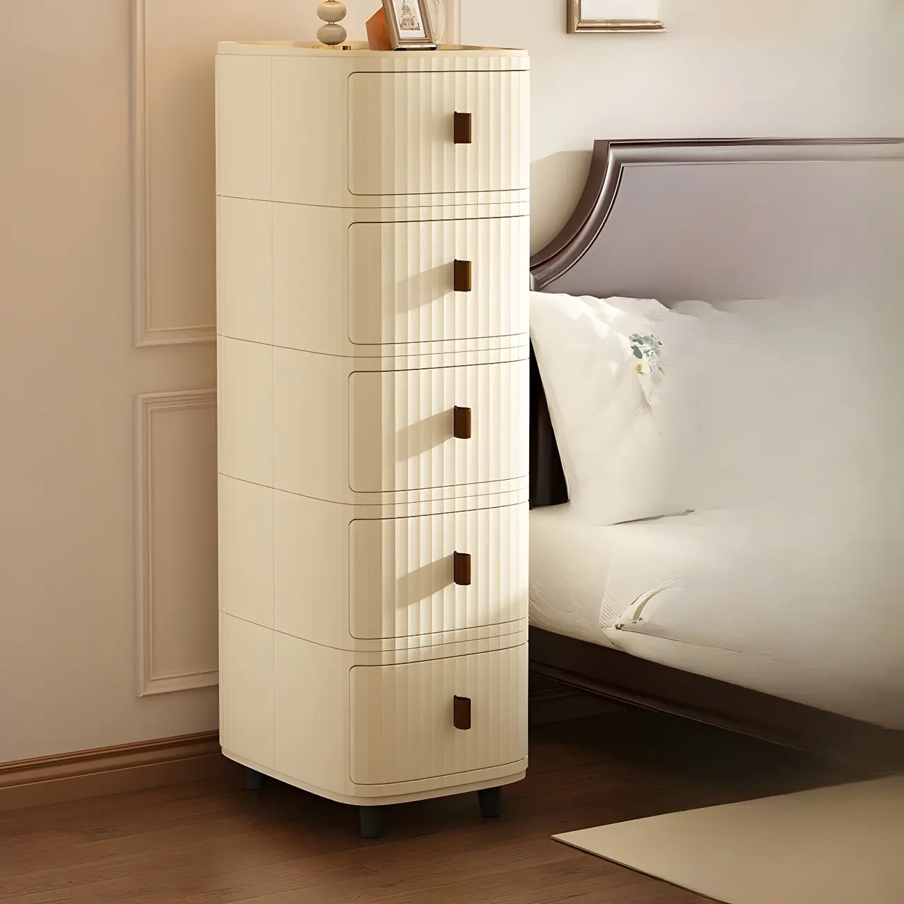 Modern Beige Bedside Table with Drawer Storage Nightstands Image - 14 | homeyfad