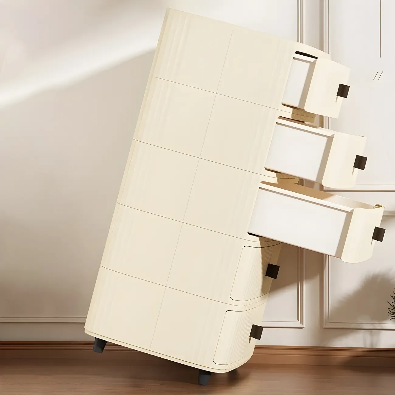 Modern Beige Bedside Table with Drawer Storage Nightstands Image - 19