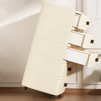 Modern Beige Bedside Table with Drawer Storage Nightstands Image - 19