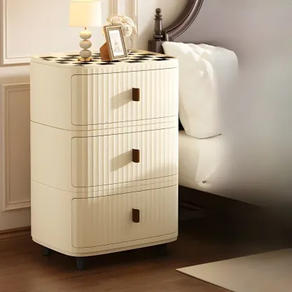 Modern Beige Bedside Table with Drawer Storage Nightstands Image - 7
