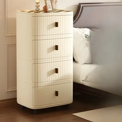 Modern Beige Bedside Table with Drawer Storage Nightstands Image - 11
