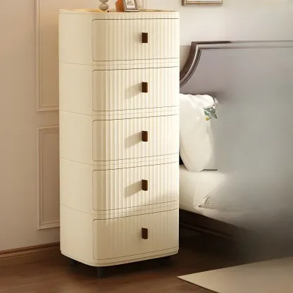Modern Beige Bedside Table with Drawer Storage Nightstands Image - 13