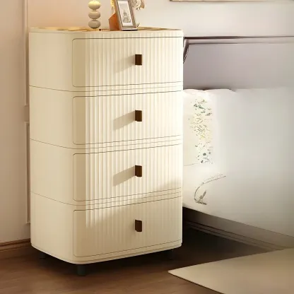 Modern Beige Bedside Table with Drawer Storage Nightstands Image - 10