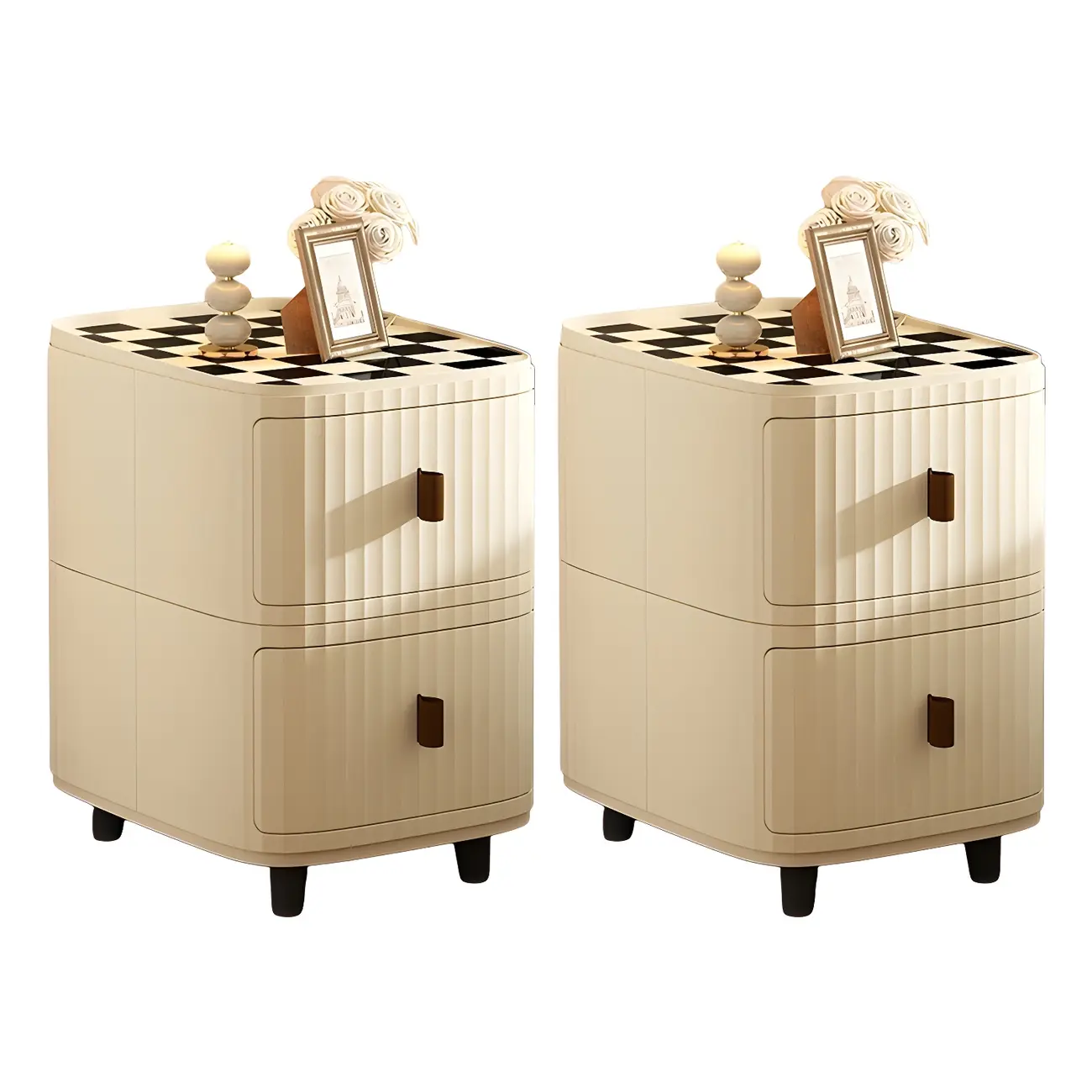 Modern Beige Bedside Table with Drawer Storage Nightstands Image - 23 | homeyfad