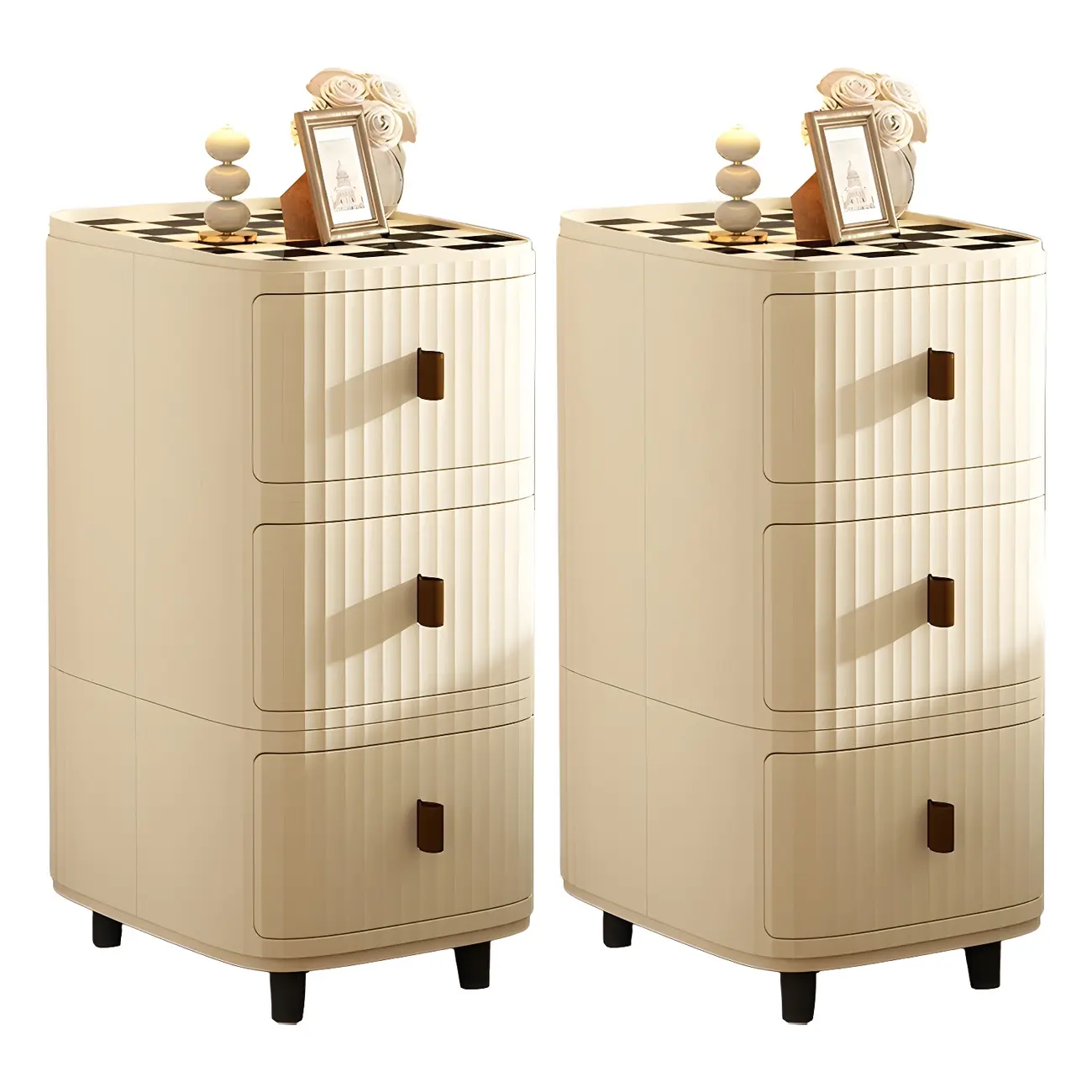 Modern Beige Bedside Table with Drawer Storage Nightstands Image - 24 | homeyfad