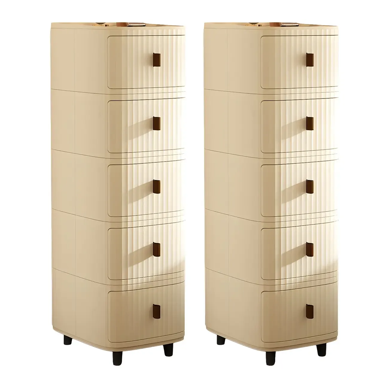 Modern Beige Bedside Table with Drawer Storage Nightstands Image - 26