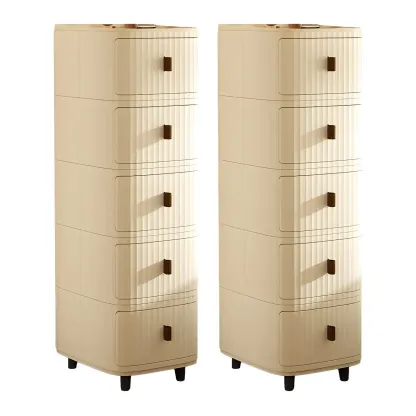 Modern Beige Bedside Table with Drawer Storage Nightstands Image - 26